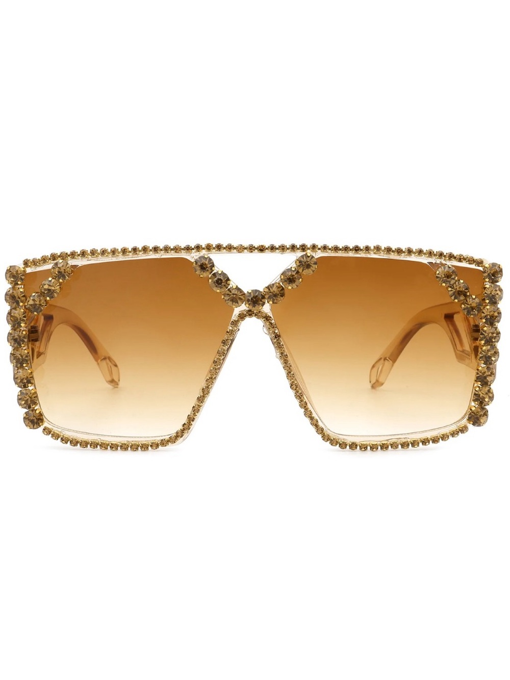 Oversized Brown square rhinestone-embellished fashion sunglasses - Picture 1 of 3